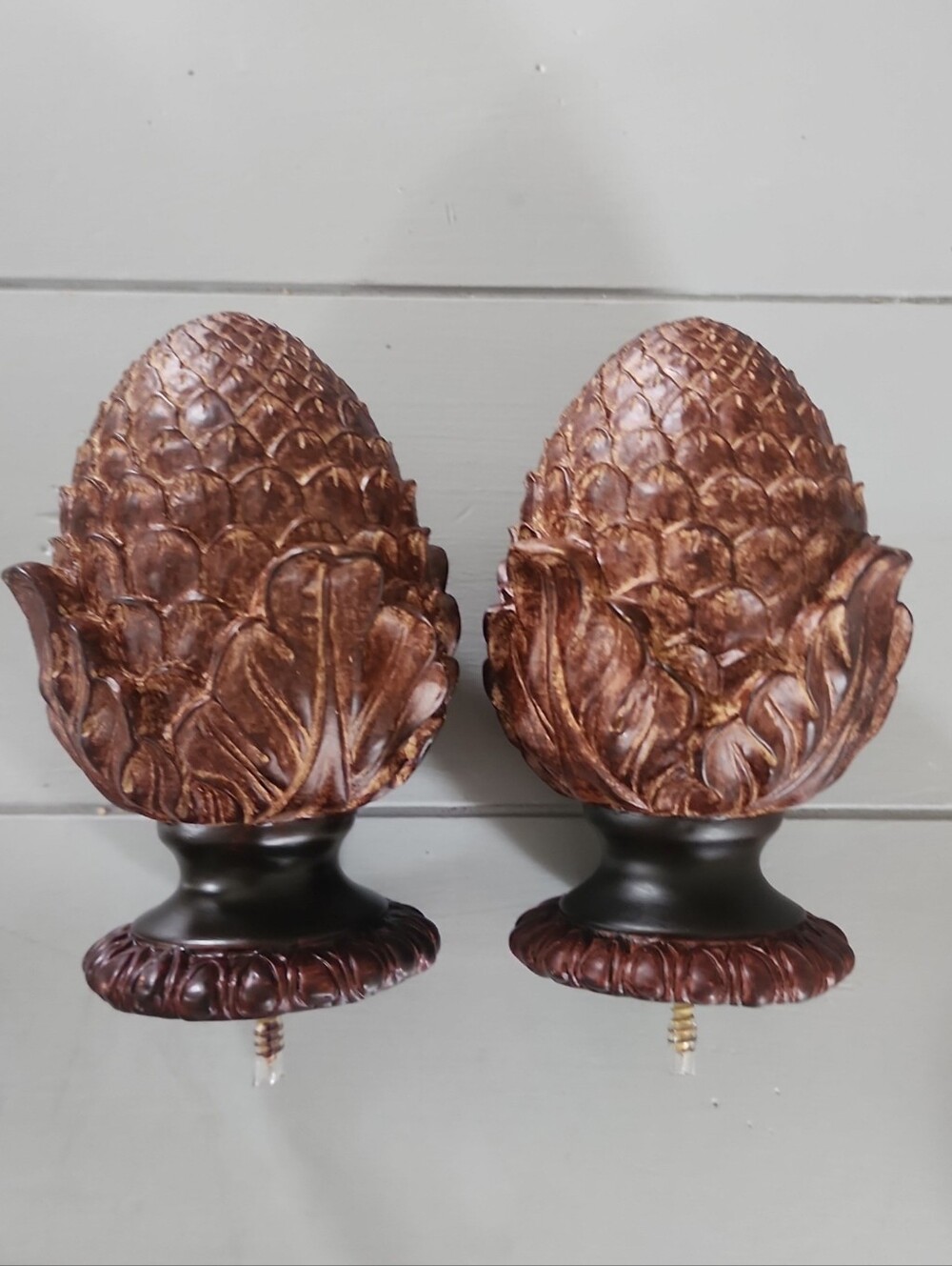 TRAX Pinecone Decorative Drapery Hardware Finials Curtain Rod Ends 23577 Brown